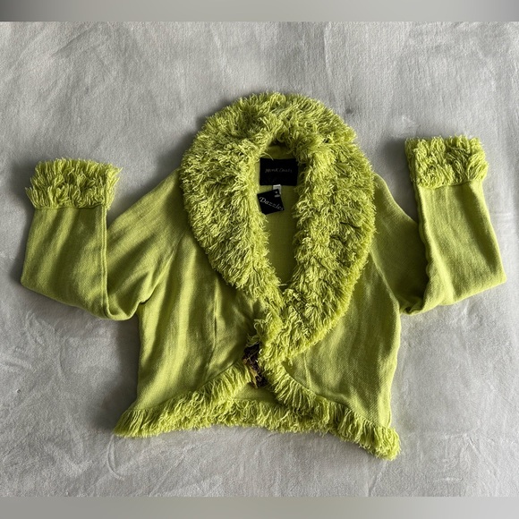 mink coats Sweaters - Vintage Lime Green Shaggy Jacket